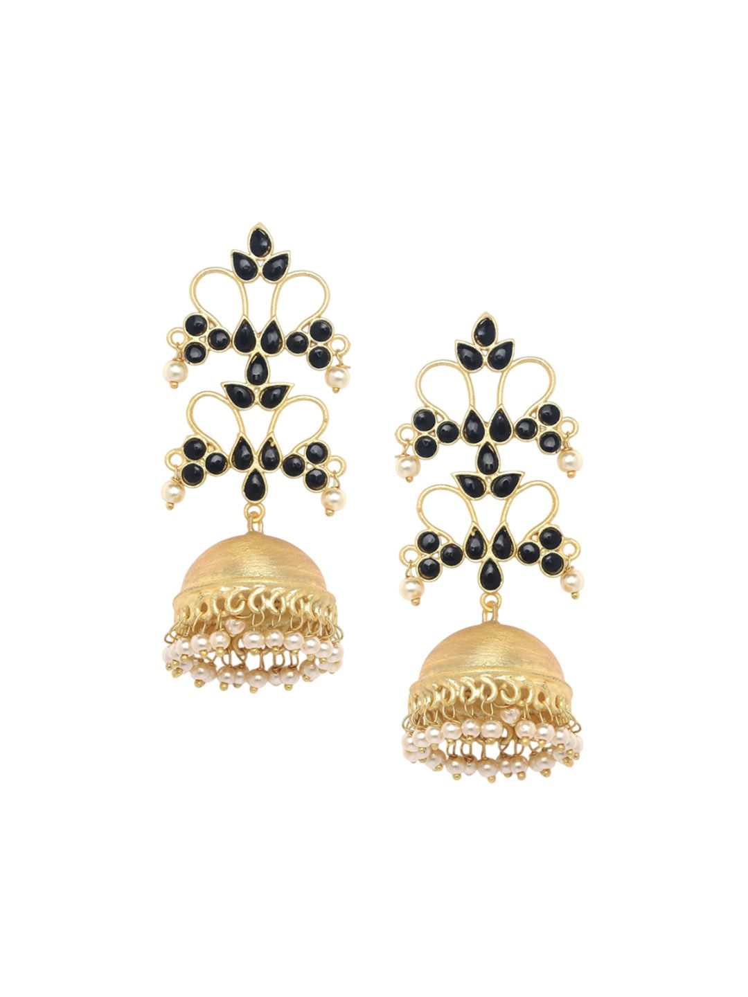 Anouk Gold Plated Cubic Zirconia Studded Dome Shaped Jhumkas