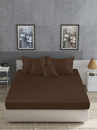 Myntra Elegant Homes Brown 400 TC Bedsheet with 4 Pillow Covers