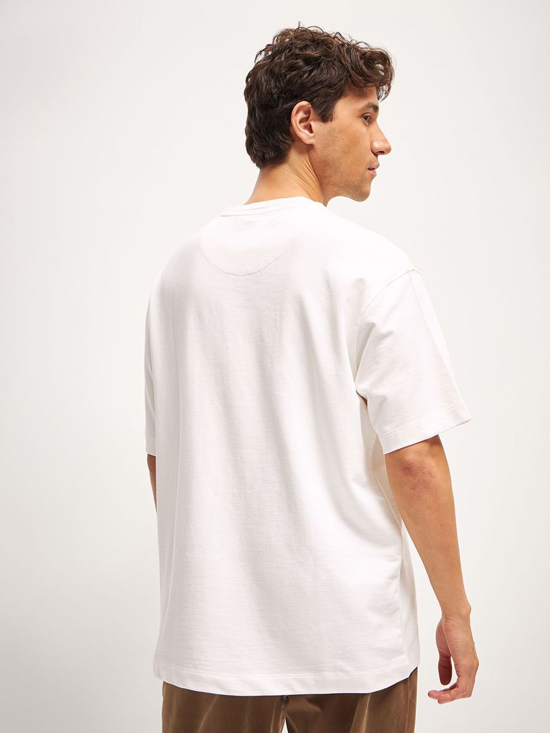 THE BEAR HOUSE Men Typography Printed Round Neck Pure Cotton Oversized T-Shirt