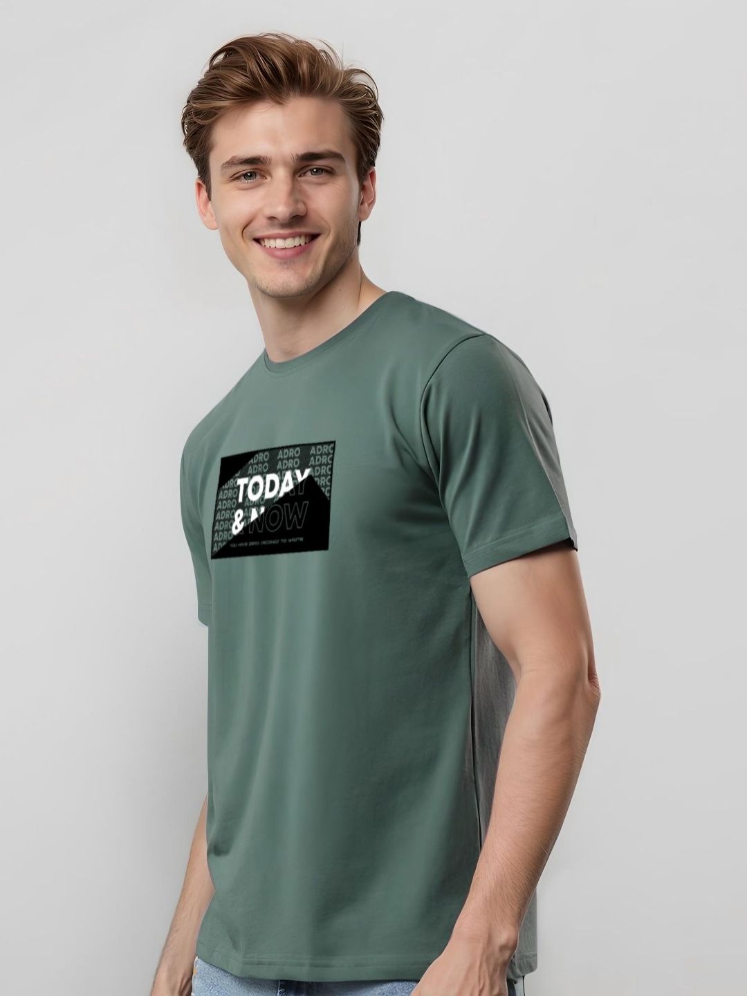 ADRO Men Typography Printed Round Neck Cotton T-shirt