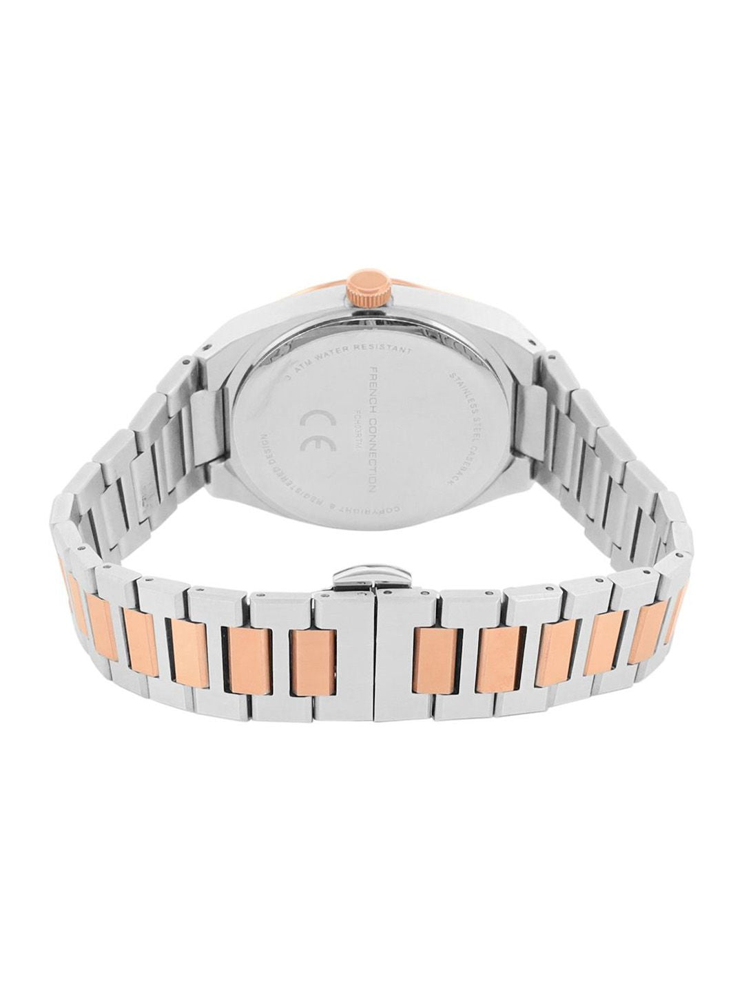 Sambungan Perancis Lelaki Dail Corak & Gelang Keluli Tahan Karat Analog Watch FCH03RTM