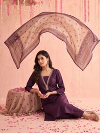 Mamicha Women Ethnic Motifs Embroidered Regular Thread Work Kurta with Trousers & With Dupatta
