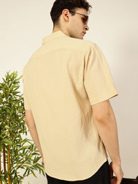 Thomas Scott Men Premium Spread Collar Textured Cotton Casual Shirt