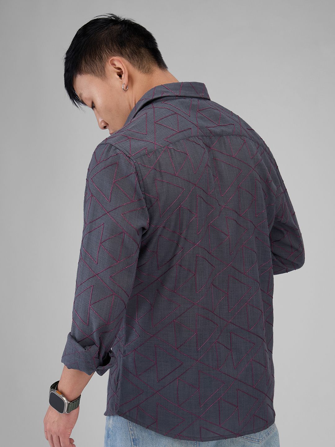 VASTRADO Men Classic Spread Collar Abstract Printed Cotton Casual Shirt