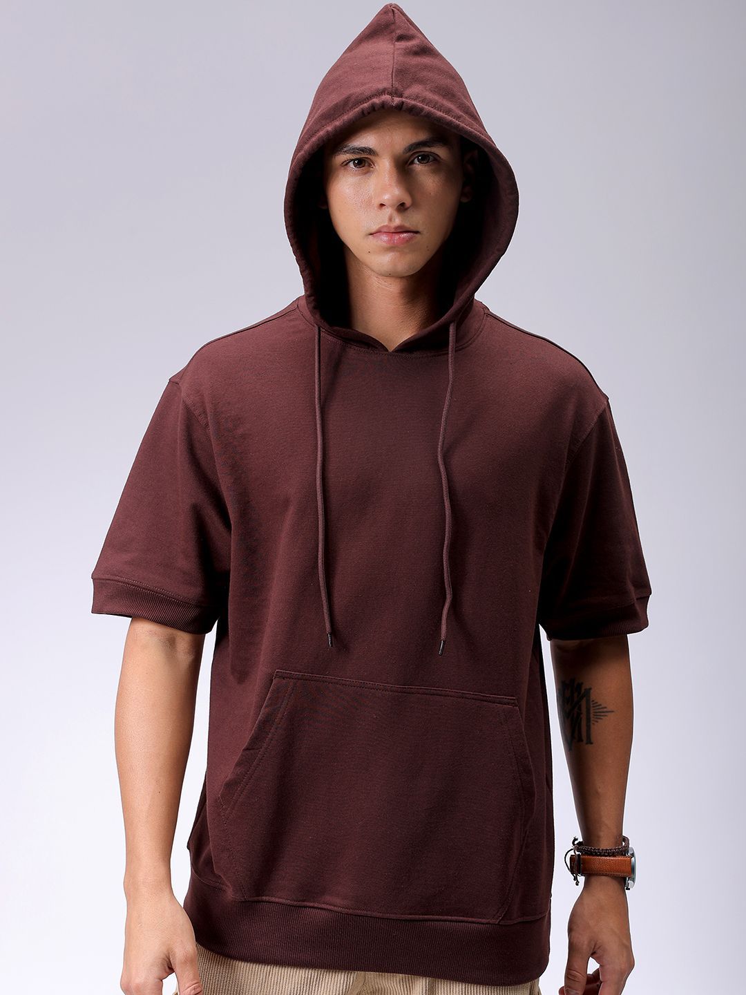 The Indian Garage Co Men Hooded Solid Sweatshirt