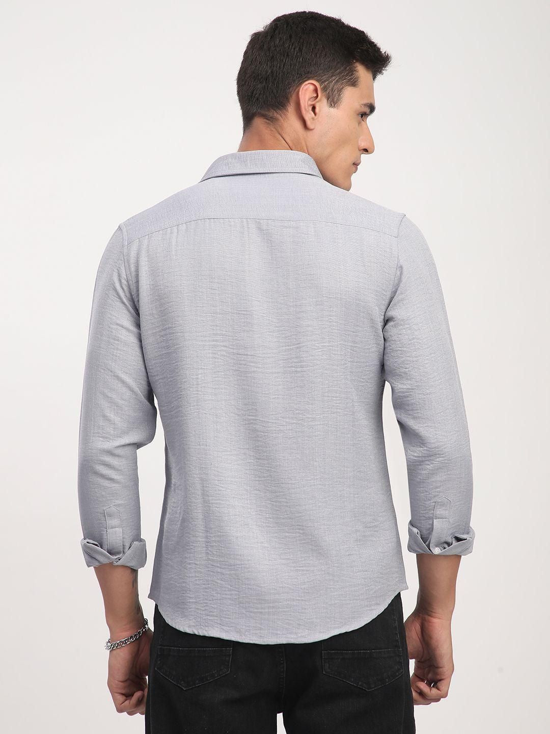 VASTRADO Classic Minimalist Crinkled Slim Fit Cotton Casual Shirt