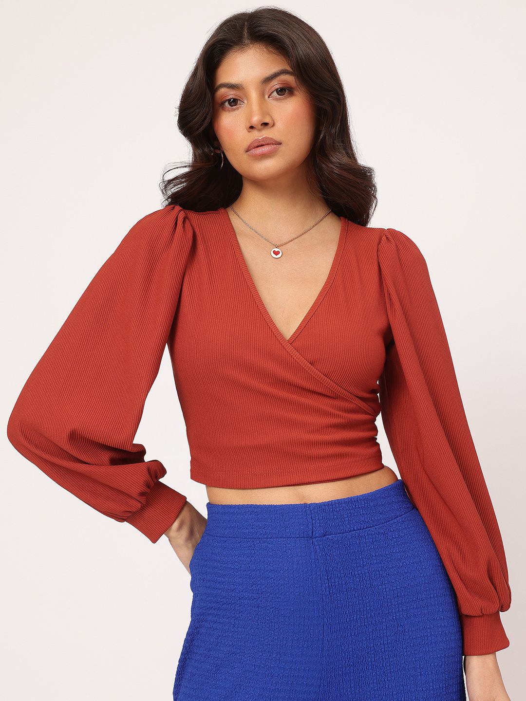 DressBerry Urban Wrap-Up Ribbed Crop Top