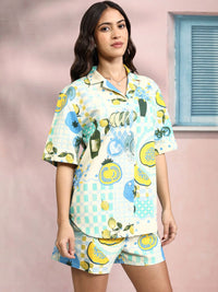 ESPYR By Tokyo Talkies Lapel Collar Printed Shirt With Shorts