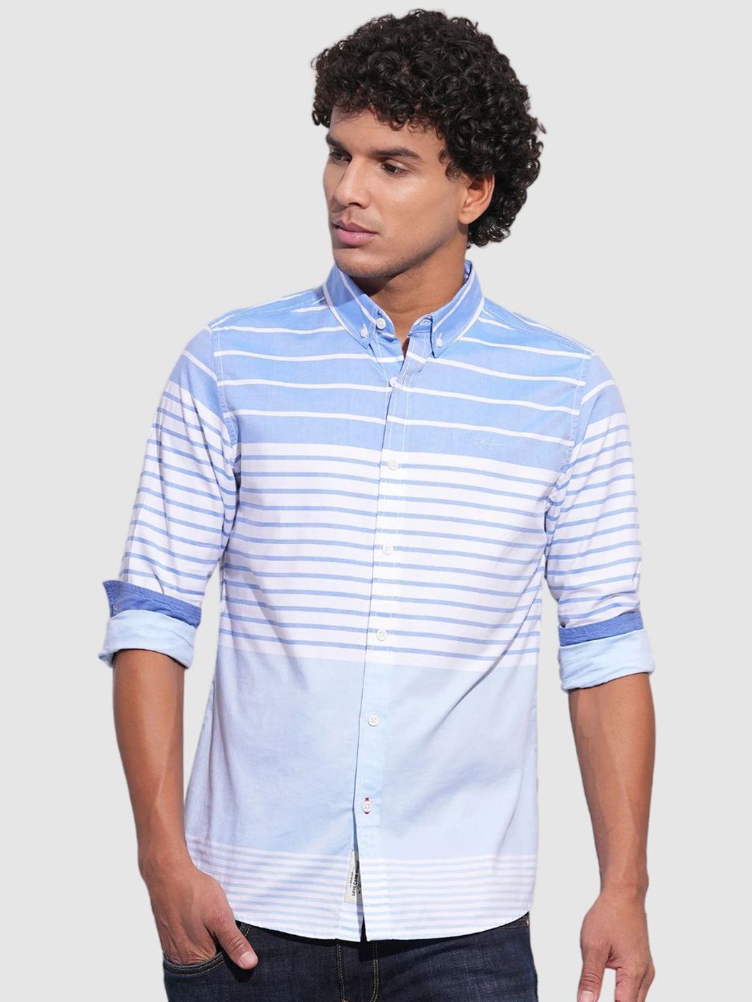 Being Human Men Classic Slim Fit Horizontal Stripes Opaque Striped Casual Shirt