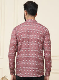 SOJANYA Ethnic Motifs Printed Band Collar Cuffed Sleeves Pure Cotton Kurta