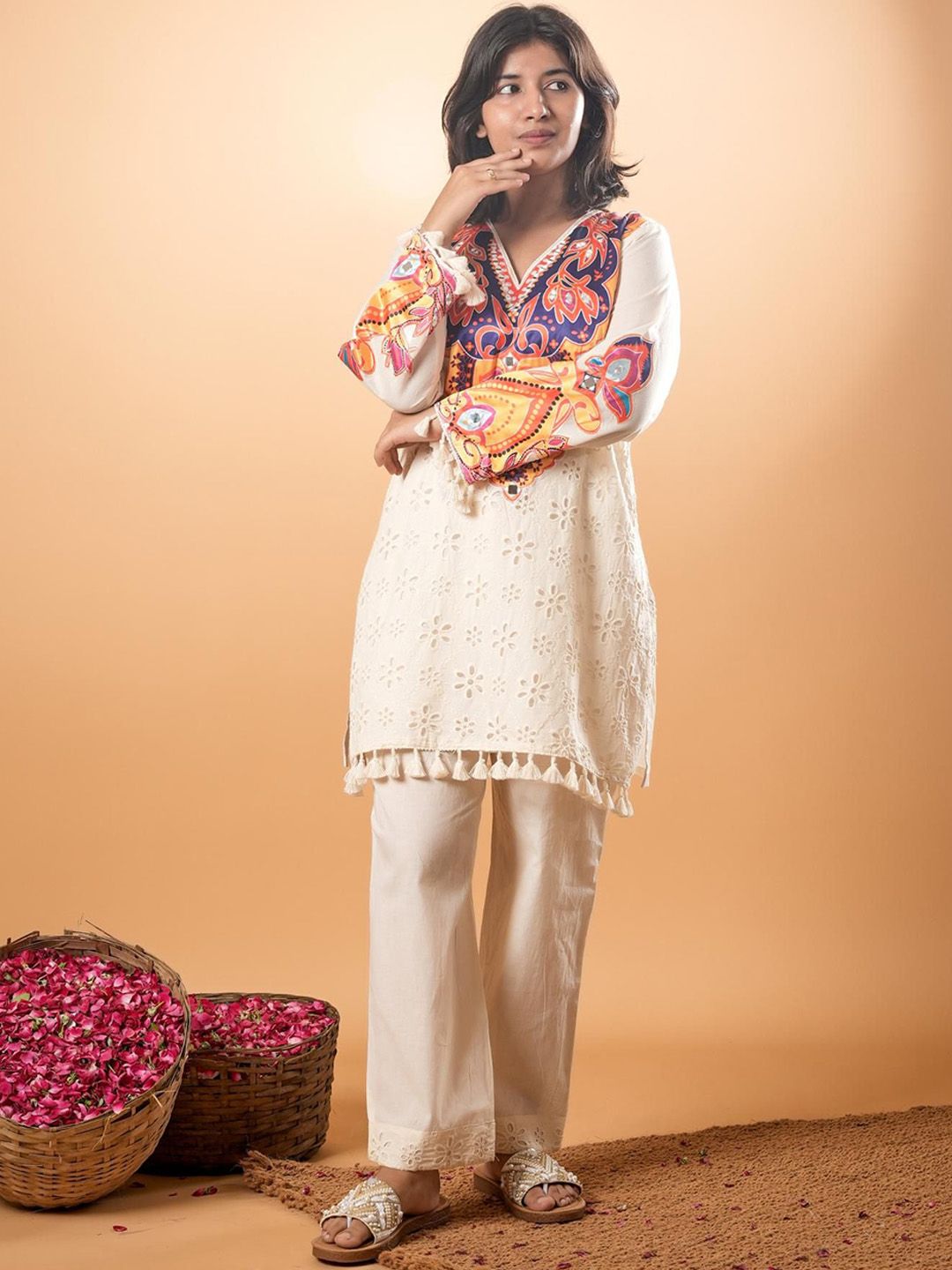 Mamicha Printed V-Neck Tunic With Palazzo Co-Ords