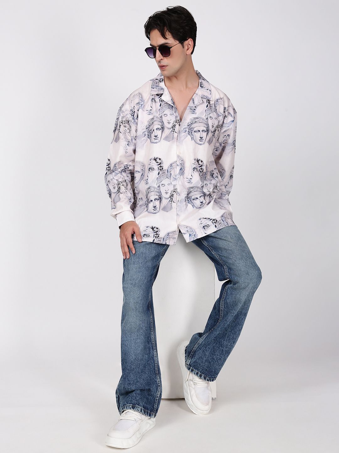 Bene Kleed Printed Oversize Casual Shirt