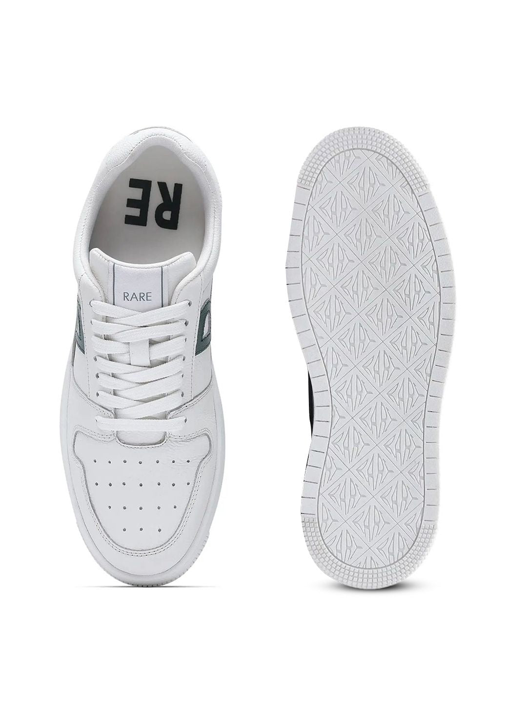 RARE RABBIT Men Adonis White Printed Leather Sneakers