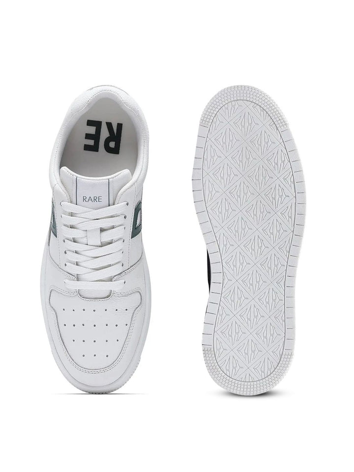 RARE RABBIT Men Adonis White Printed Leather Sneakers
