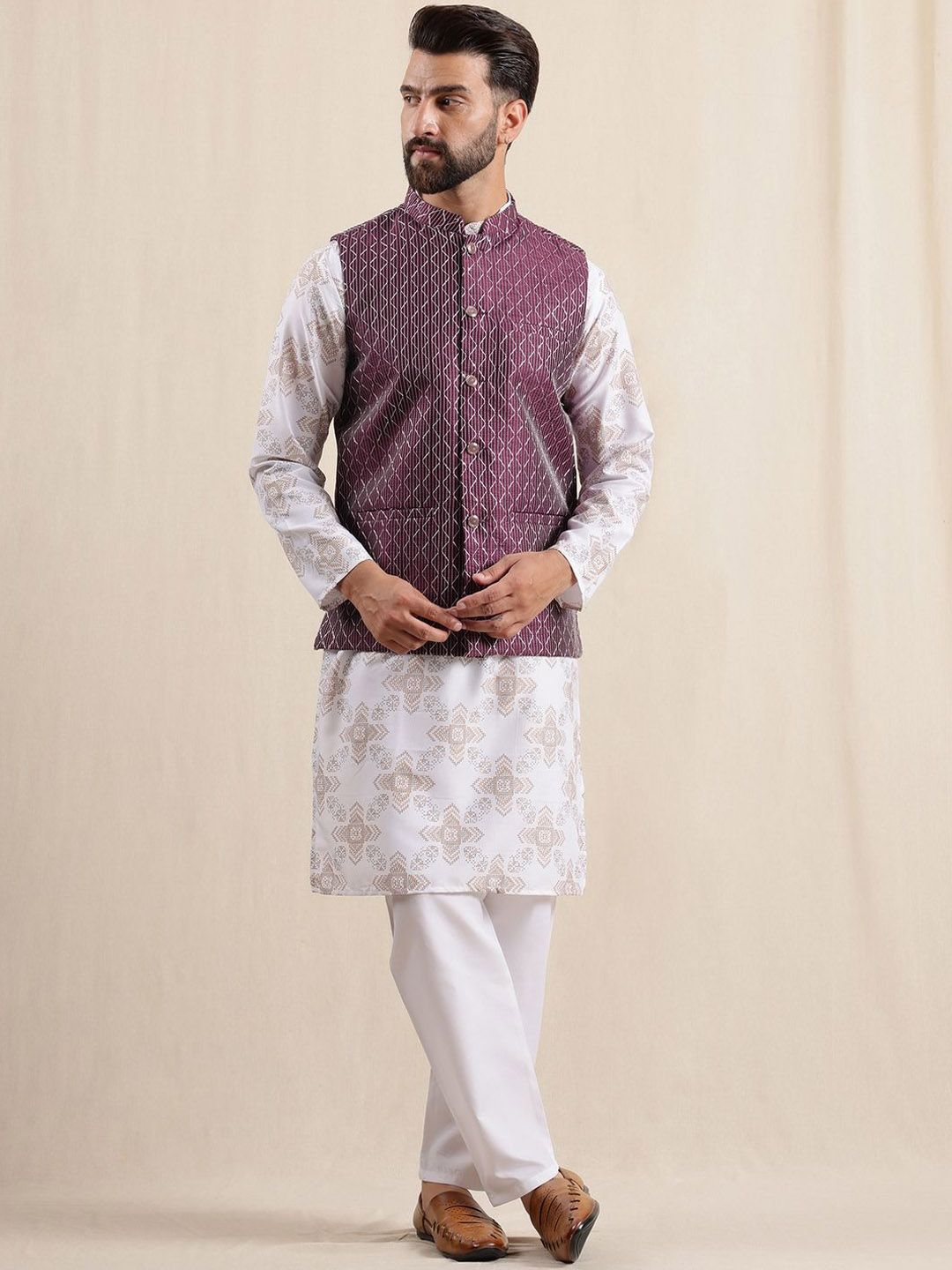 Anouk Men Striped Printed Kurta with Pyjamas