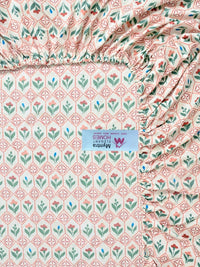 Pink Floral 300 TC King Bedsheet with 2 Pillow Covers