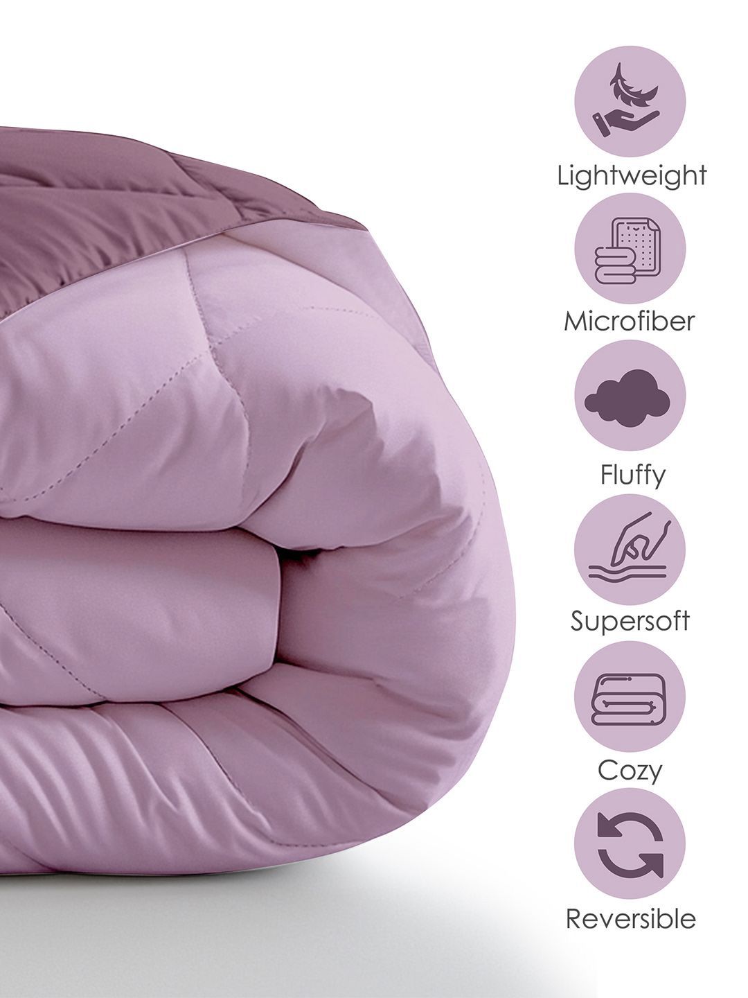 Story@home Purple & Pink Solid Reversible 240 GSM Heavy Winter Double Bed Comforter