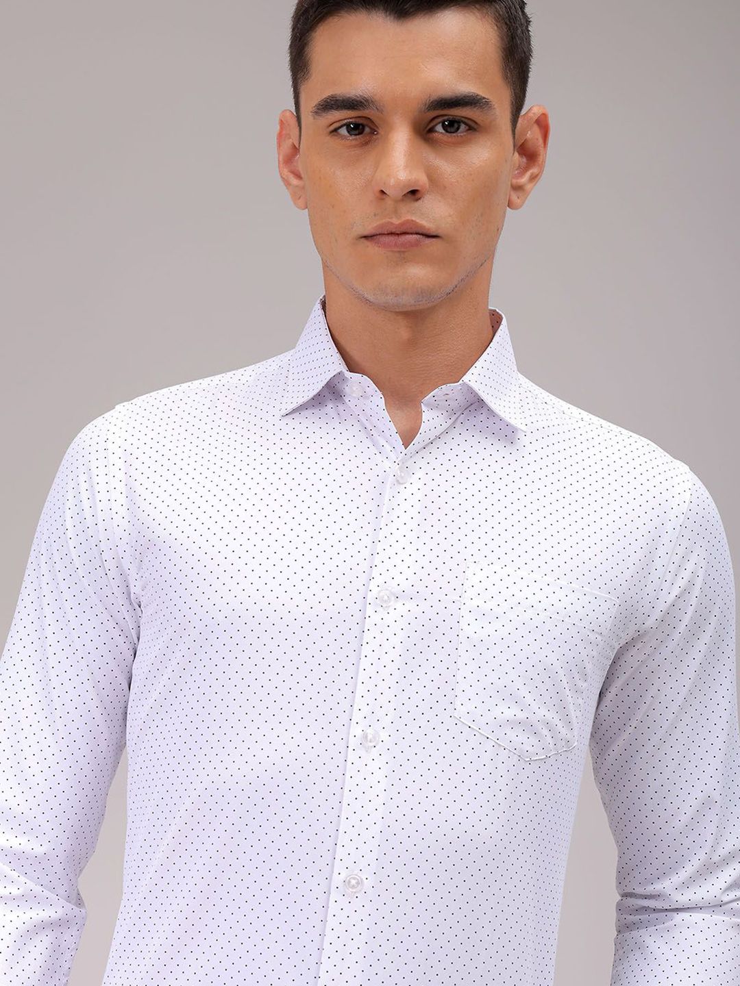 The Indian Garage Co. X Luxe Men Cutaway Collar Micro Ditsy Printed Slim Fit Formal Shirt