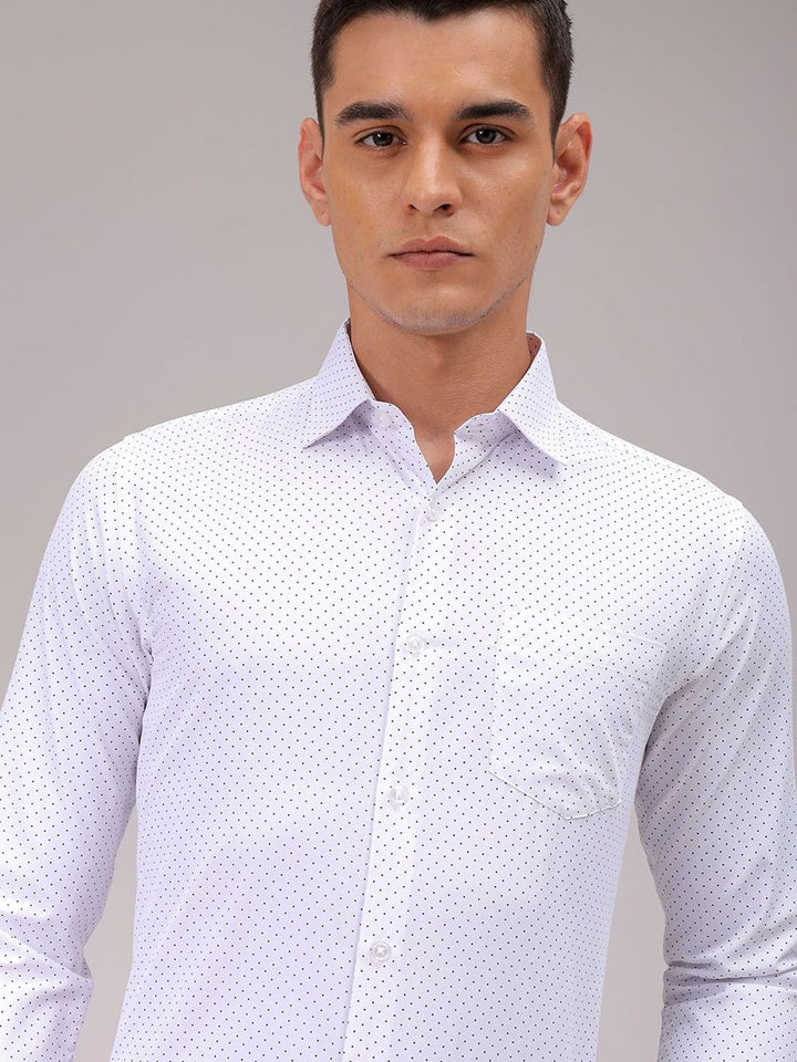 The Indian Garage Co. X Luxe Men Cutaway Collar Micro Ditsy Printed Slim Fit Formal Shirt