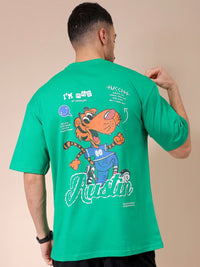 The Indian Garage Co Men Graphic Printed Round Neck Cotton Oversized T-shirt