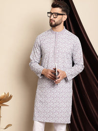 Anouk Ethnic Motifs Embroidered Band Collar Cotton Regular Kurta