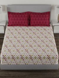 TRIDENT Advait Lime Carnival Flat 144TC Queen Cotton Bedsheet Set