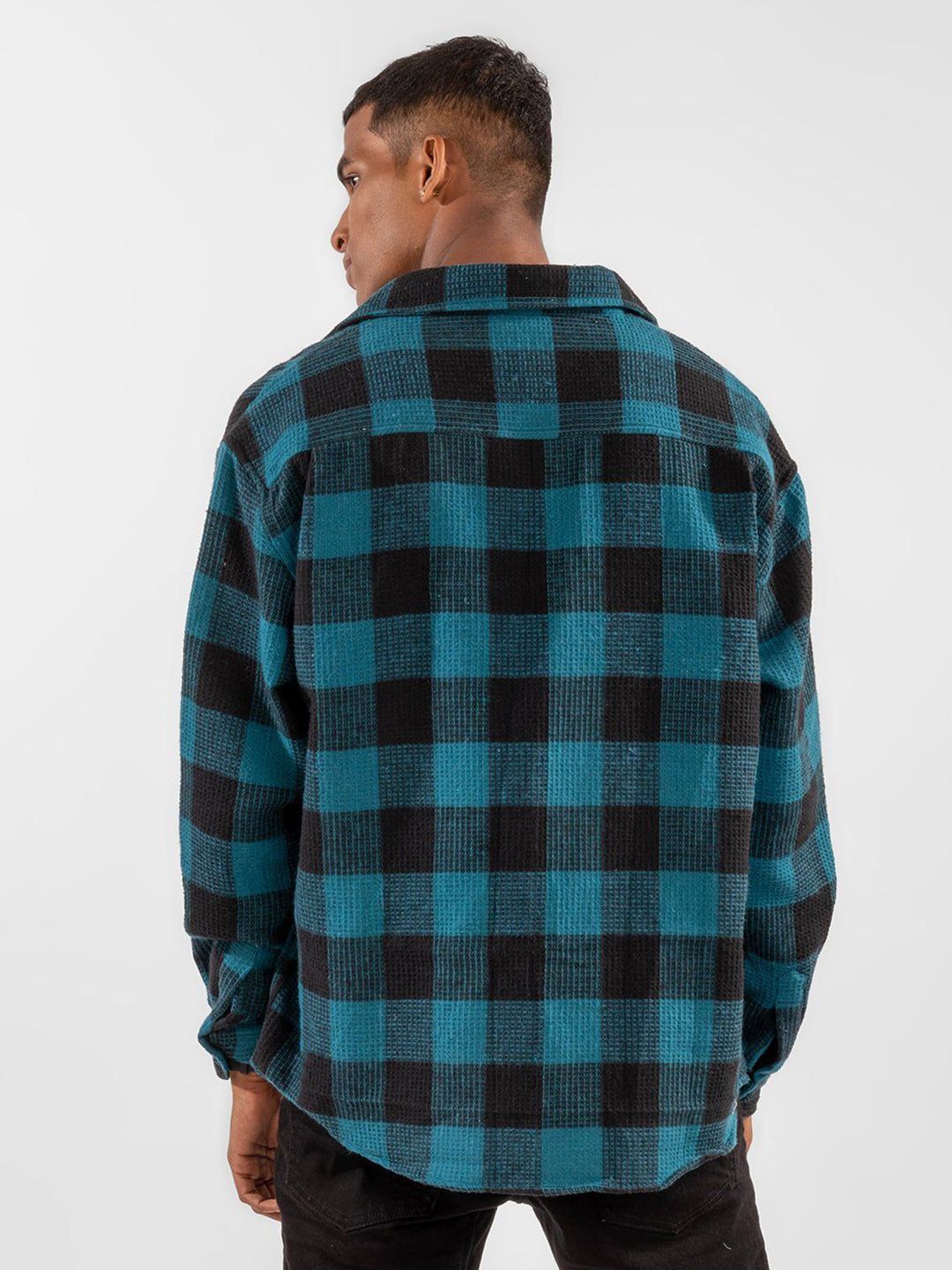 Eszett Checked Spread Collar Flap Poket Baju Bersaiz Besar