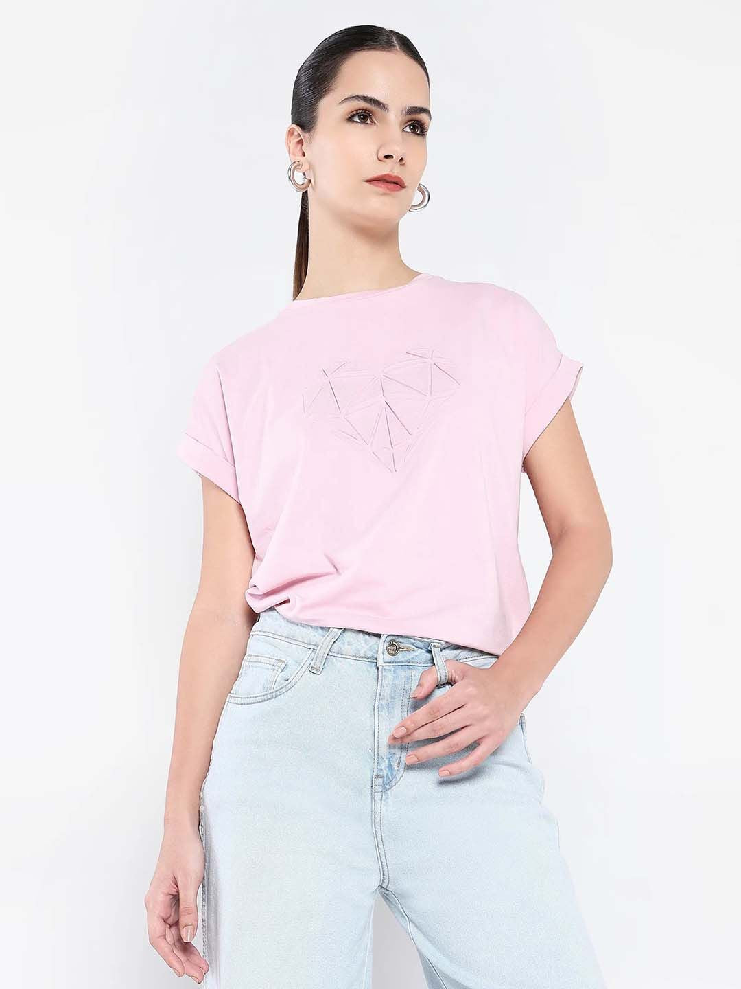 RAREISM Women Graphic Printed Round Neck Cotton Relaxed Fit T-shirt