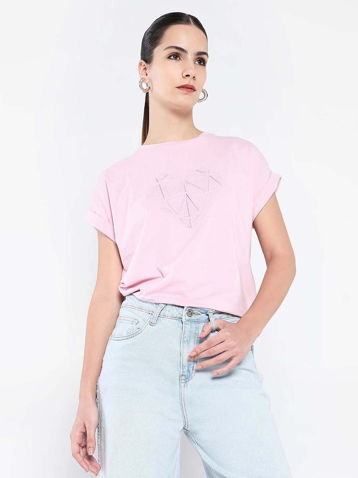 RAREISM Women Graphic Printed Round Neck Cotton Relaxed Fit T-shirt