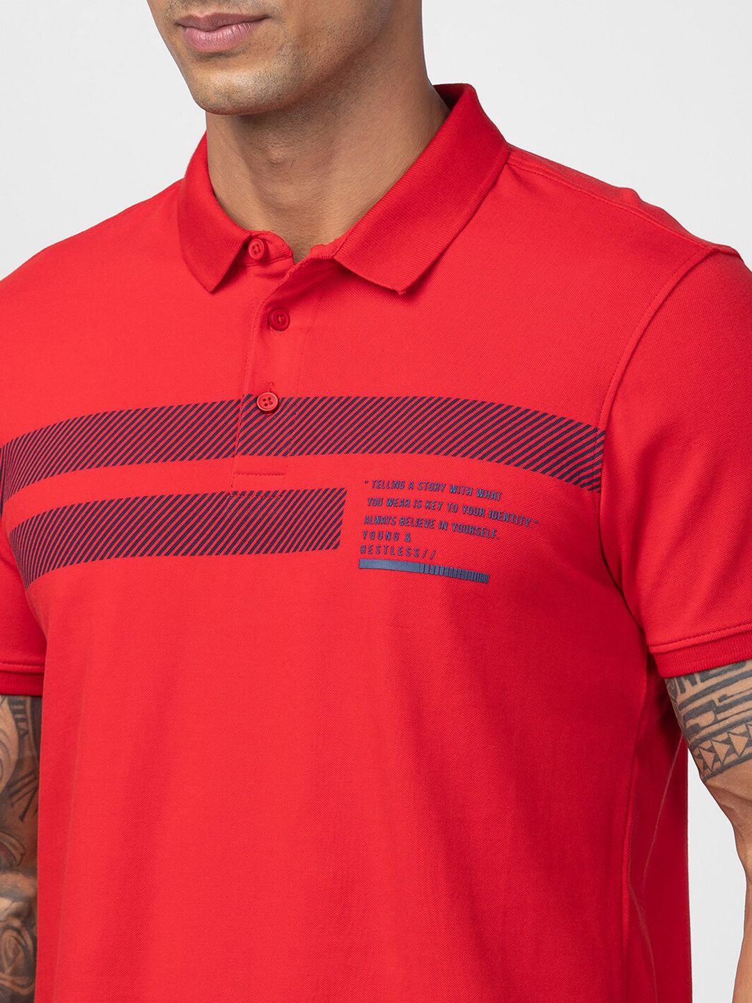 SPYKAR Men Printed Polo Collar Slim Fit T-shirt