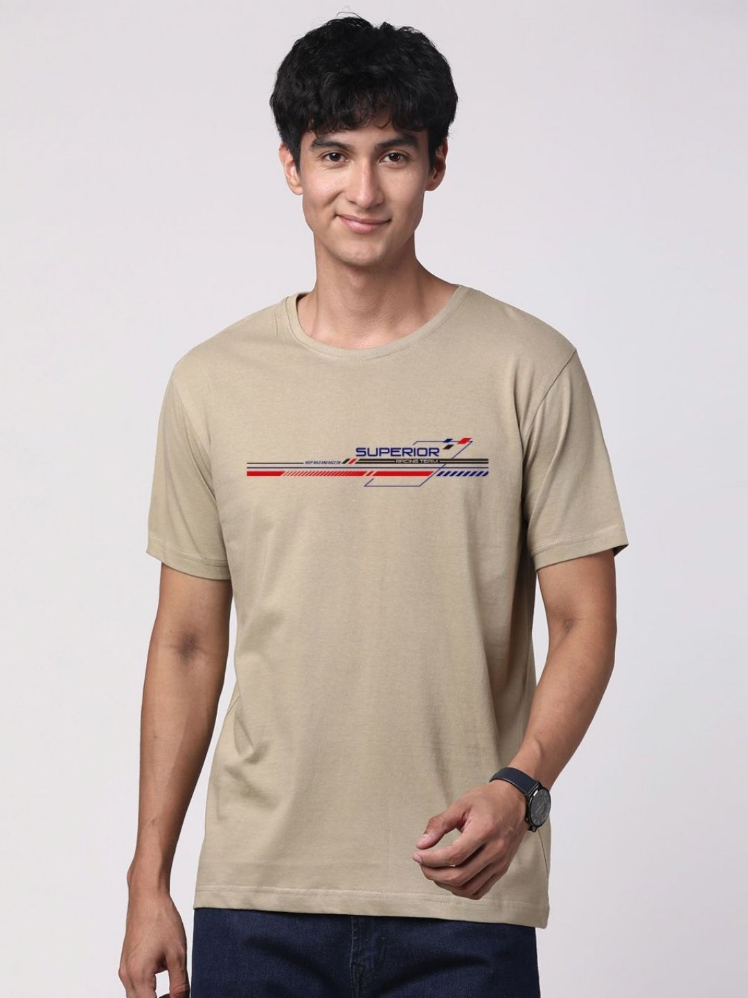 ADRO Lelaki Grafik Bercetak T-shirt Kapas Leher Bulat