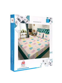 Myntra Elegant Homes Beige Cartoon Print 300 TC King Double Bedsheet dengan 2 Sarung Bantal
