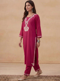 House of Chikankari Women Regular Chikankari Kurta with Trousers