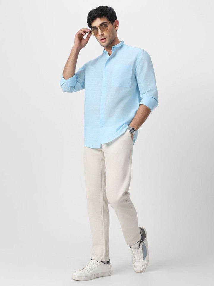 Urbano Fashion Men Slim Collar Solid Cotton Casual Shirt