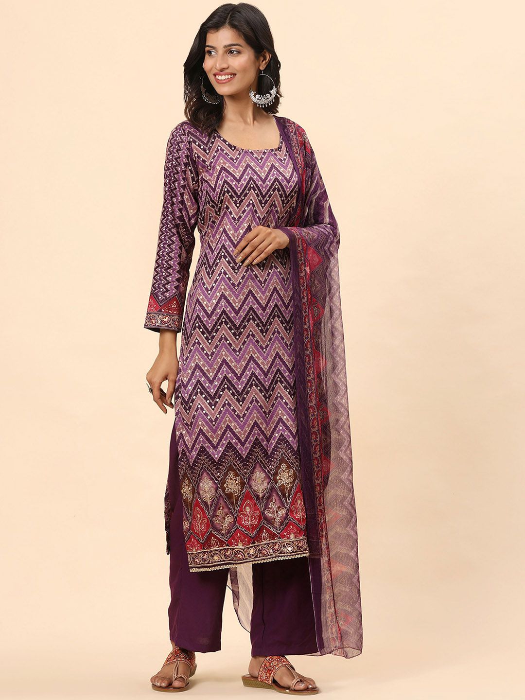Mamicha Women Printed Regular Pure Cotton Kurta with Palazzos & With Dupatta