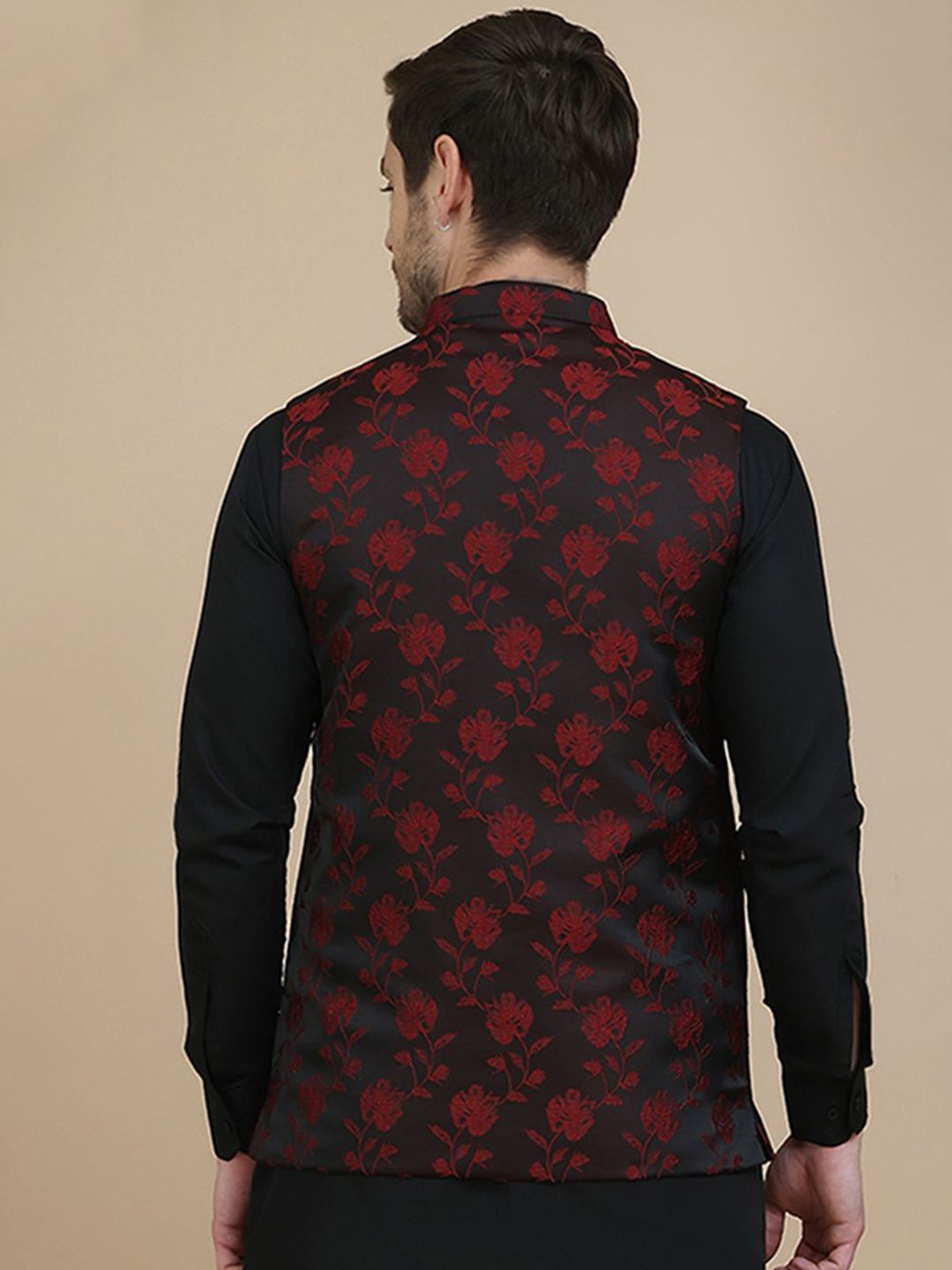 Jompers Embossed Woven Design Nehru Jacket