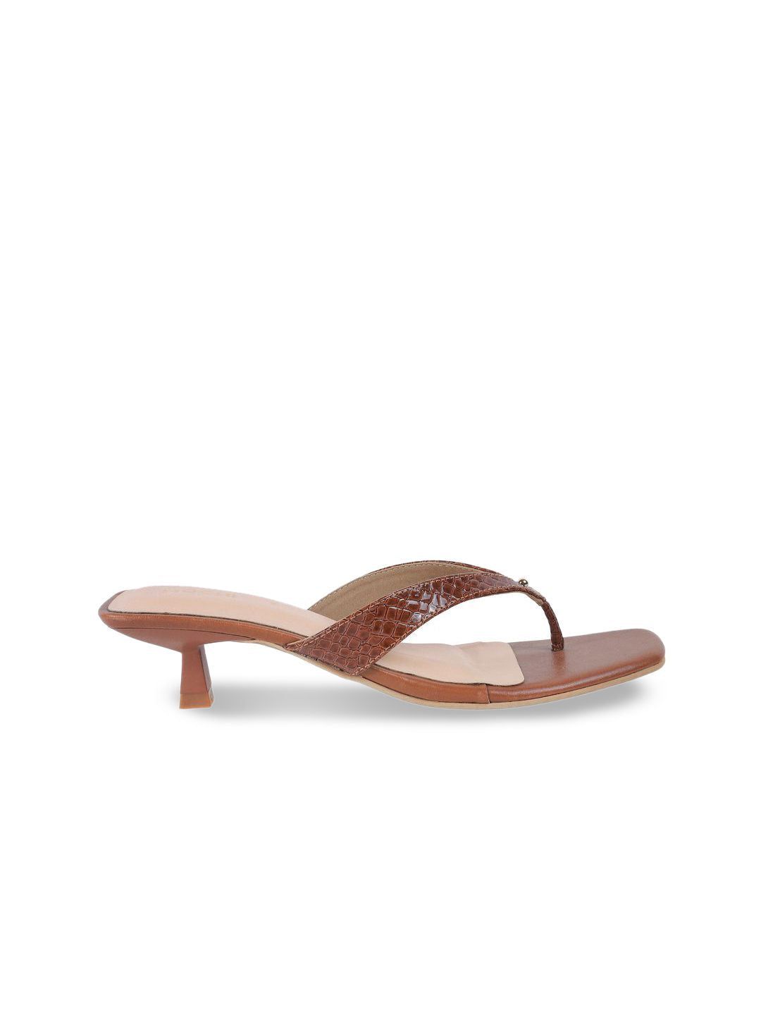 Mochi Women Colourblocked Open Toe Kitten Heel Sandals