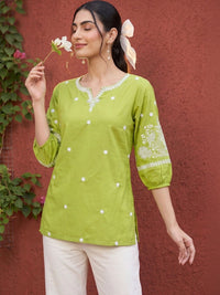 Mamicha Floral Print Puff Sleeve Cotton Top