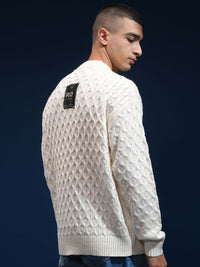 HIGHLANDER Men Self Design Round Neck Drop Shoulder Oversized Sweater