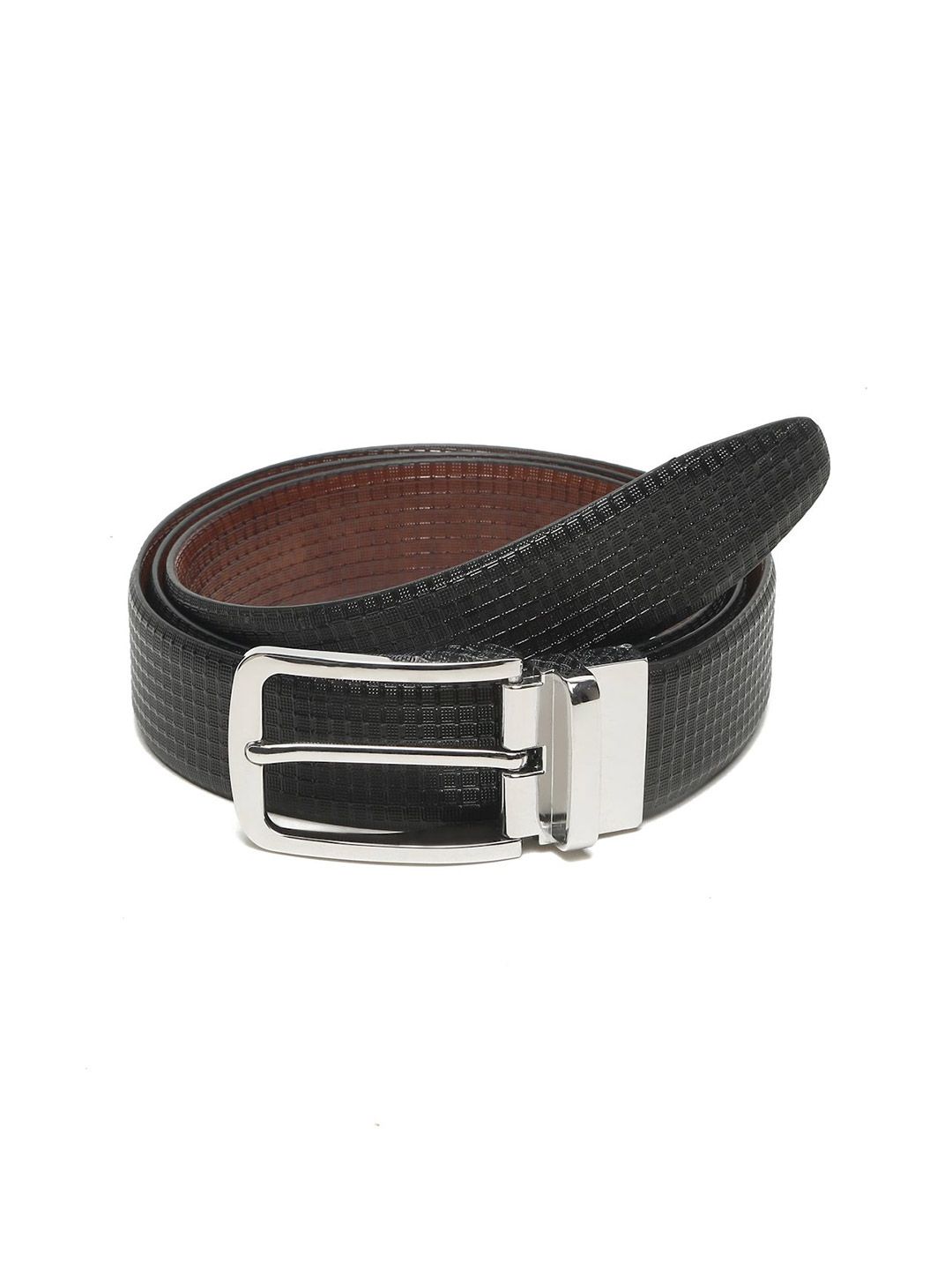 Teakwood Leathers Men Textured Leather Reversible Formal Belt