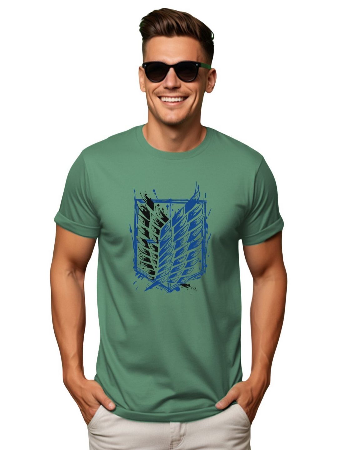 Pek ADRO Lelaki dengan 3 T-shirt Kapas Leher Bulat Bercetak Grafik