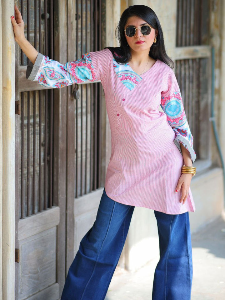 KALINI Striped V-Neck Kurti