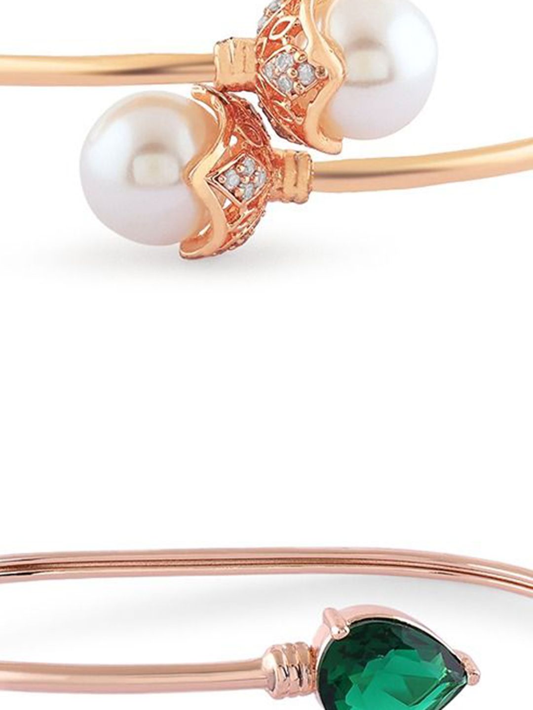 Set Mutiara Zaveri 2 Gelang Kada Cubic Zirconia Bersalut Emas Rose