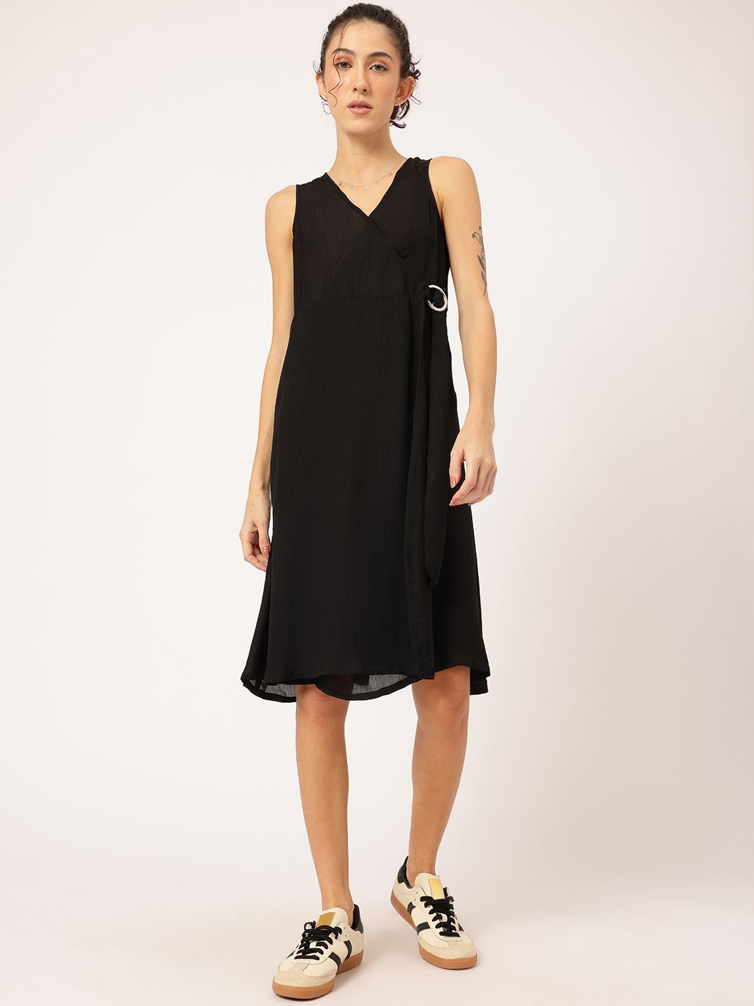 DressBerry Feminine Luxe Self-Designed A-line Dress with Belted Hoop