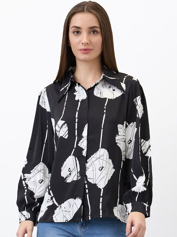 SPYKAR Women Regular Fit Spread Collar Floral Printed Casual Shirt