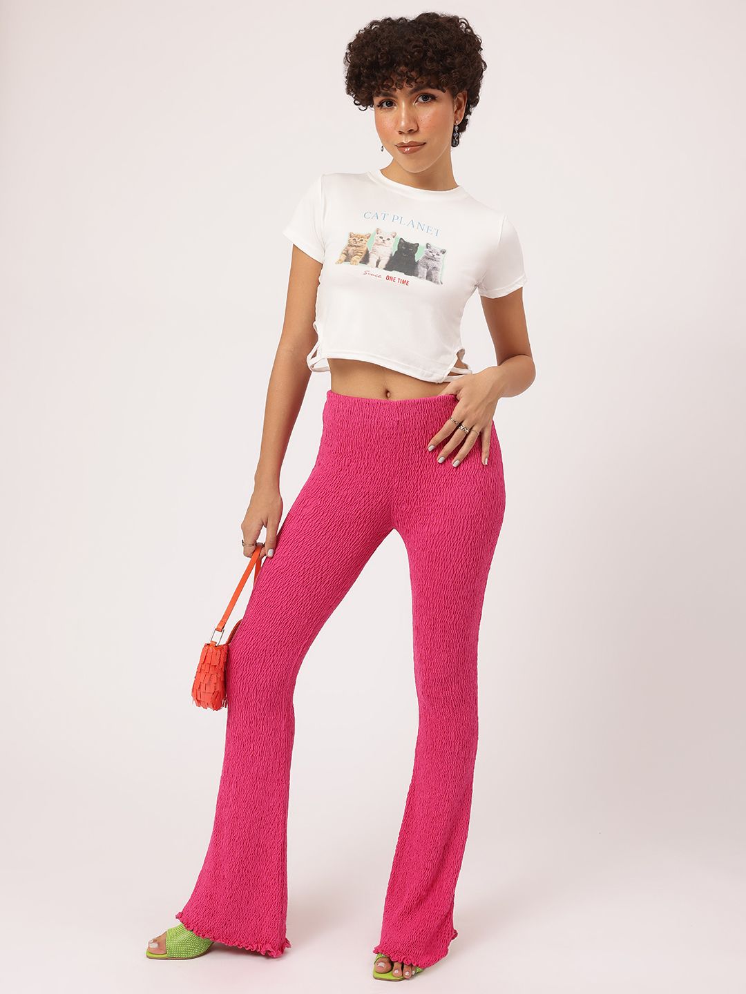 DressBerry Meow-jestic Vibes Graphic Print Cut Out Crop T-shirt