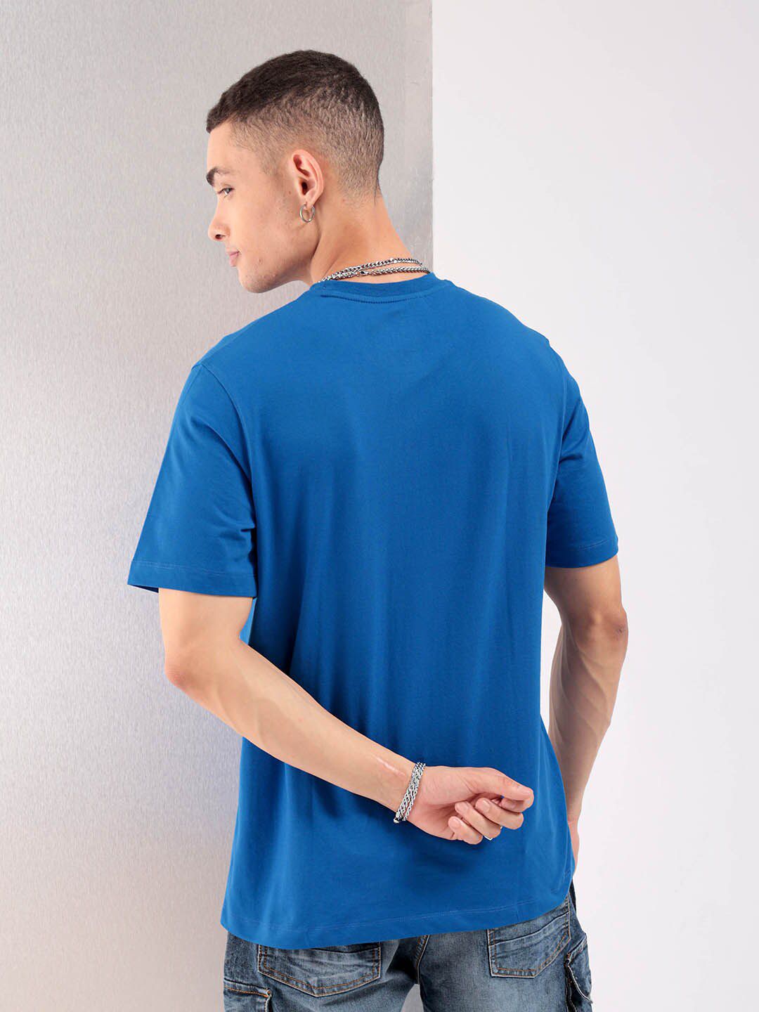 The Indian Garage Co Blue Round Neck Short Sleeves Regular T-shirt