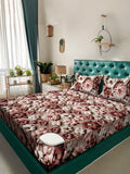 KLOTTHE Coklat Dilengkapi Bunga 300TC King Superfine Cadar 7D & 2 Sarung Bantal-2.50mx2.25m