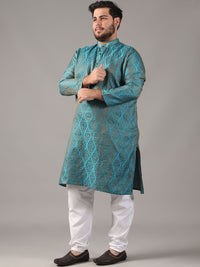 SOJANYA PLUS Plus Size Men Ethnic Motifs Woven Design Straight Kurta With Pyjamas