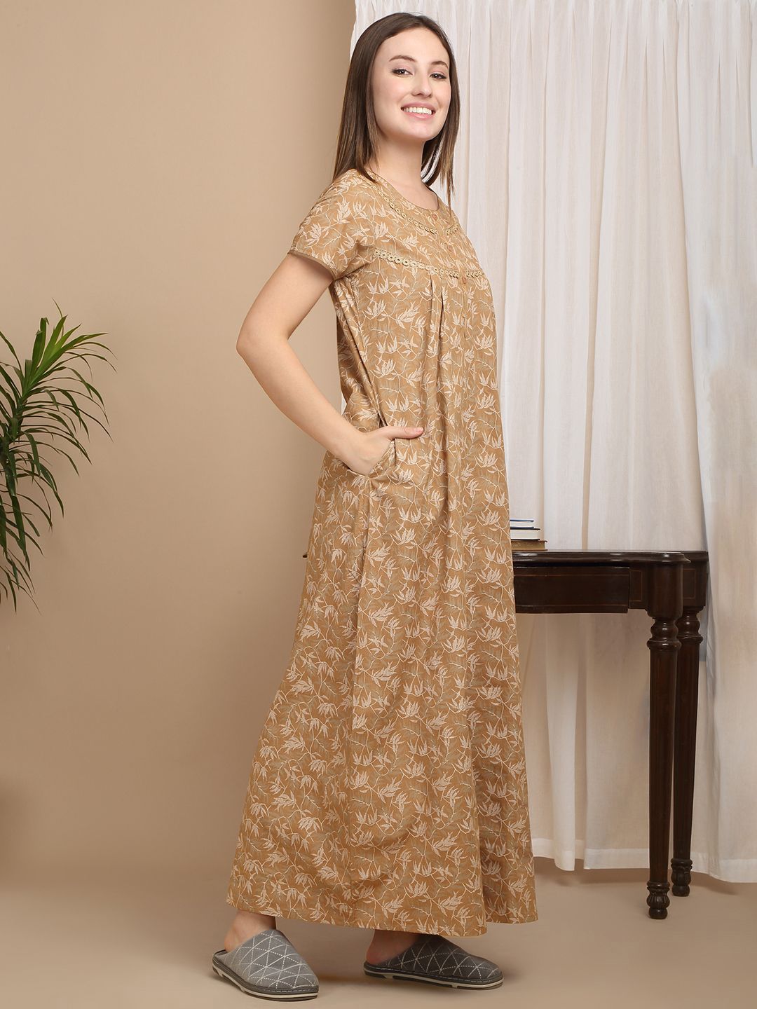 Sweet Dreams Women Printed Maxi Nightdress